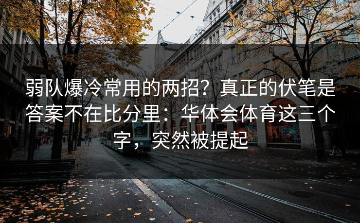 弱队爆冷常用的两招？真正的伏笔是答案不在比分里：华体会体育这三个字，突然被提起