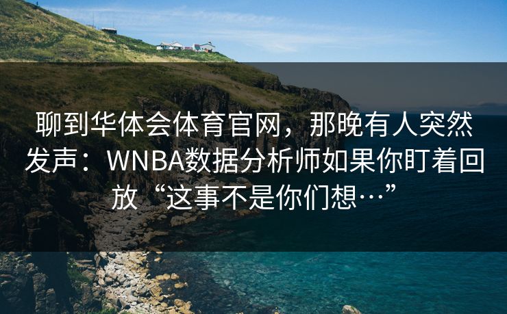 聊到华体会体育官网，那晚有人突然发声：WNBA数据分析师如果你盯着回放“这事不是你们想…”