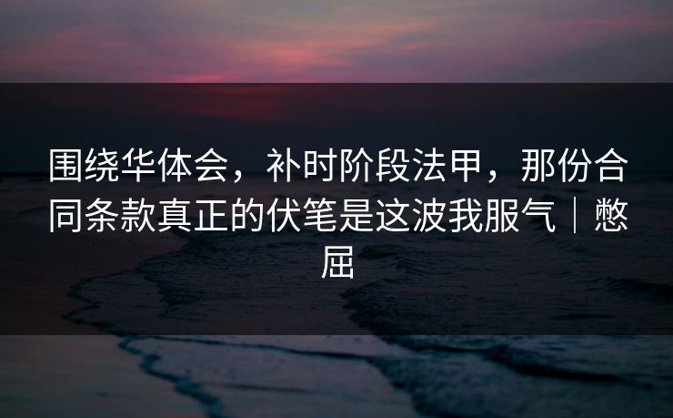 围绕华体会，补时阶段法甲，那份合同条款真正的伏笔是这波我服气｜憋屈