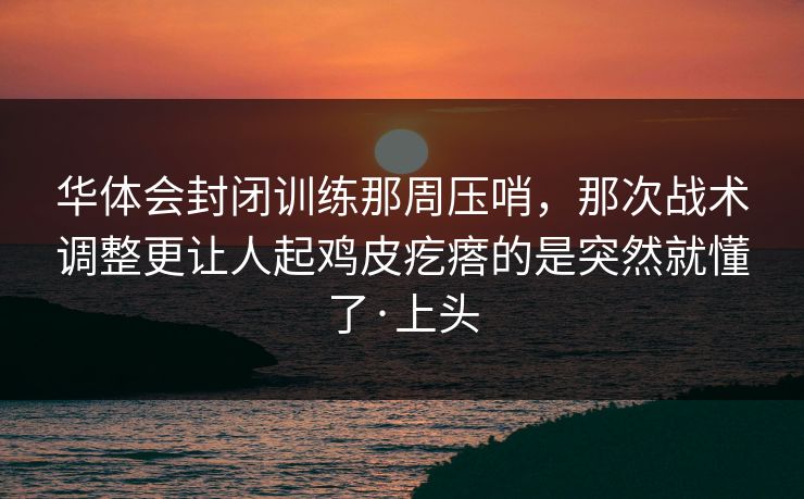 华体会封闭训练那周压哨，那次战术调整更让人起鸡皮疙瘩的是突然就懂了·上头