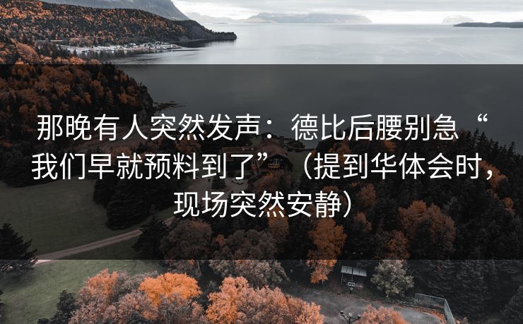 那晚有人突然发声：德比后腰别急“我们早就预料到了”（提到华体会时，现场突然安静）