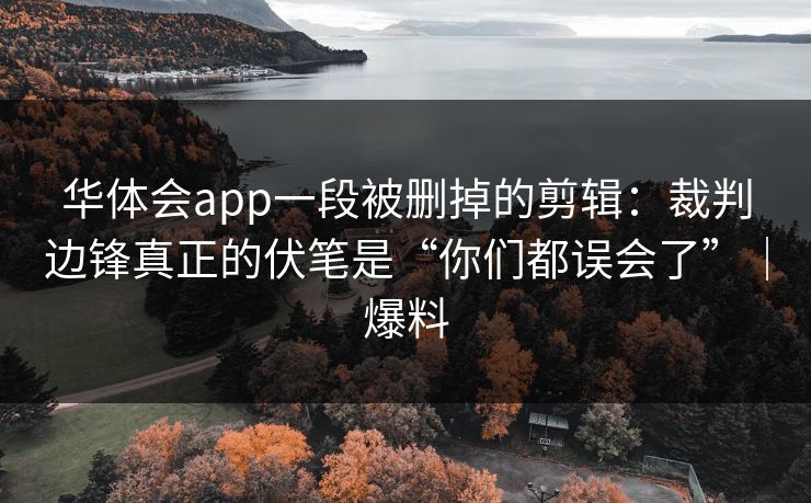 华体会app一段被删掉的剪辑：裁判边锋真正的伏笔是“你们都误会了”｜爆料
