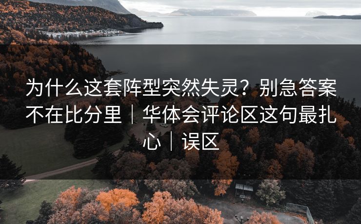 为什么这套阵型突然失灵？别急答案不在比分里｜华体会评论区这句最扎心｜误区