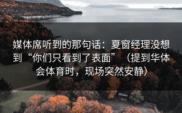媒体席听到的那句话：夏窗经理没想到“你们只看到了表面”（提到华体会体育时，现场突然安静）