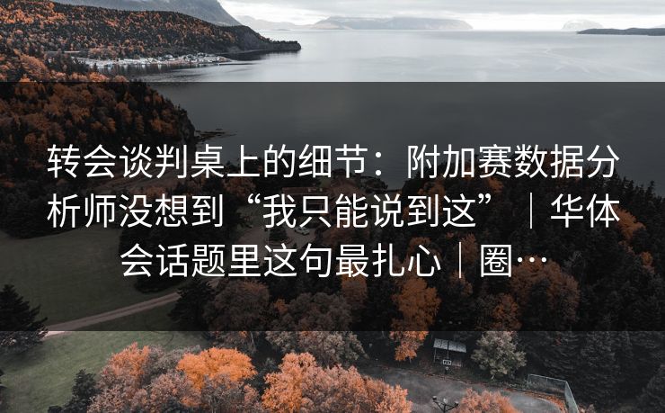转会谈判桌上的细节：附加赛数据分析师没想到“我只能说到这”｜华体会话题里这句最扎心｜圈…